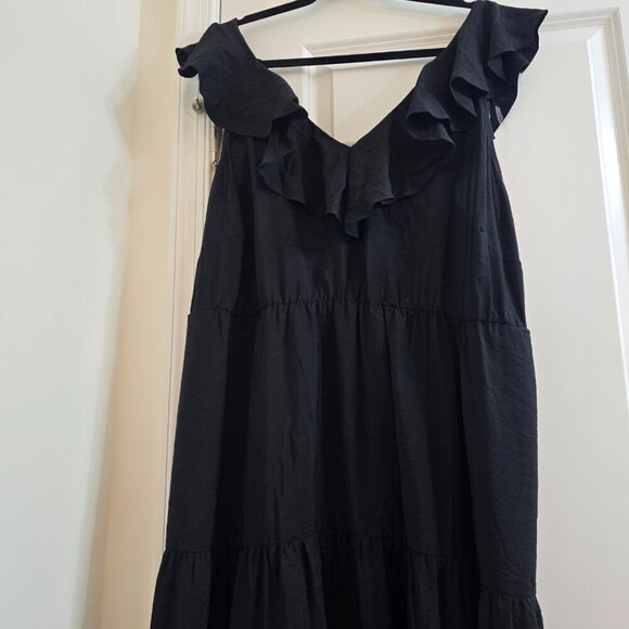 Women's Flutter Short Sleeve Maxi A-Line Dress - Ava & Viv - Black 2X - Picture 4 of 13